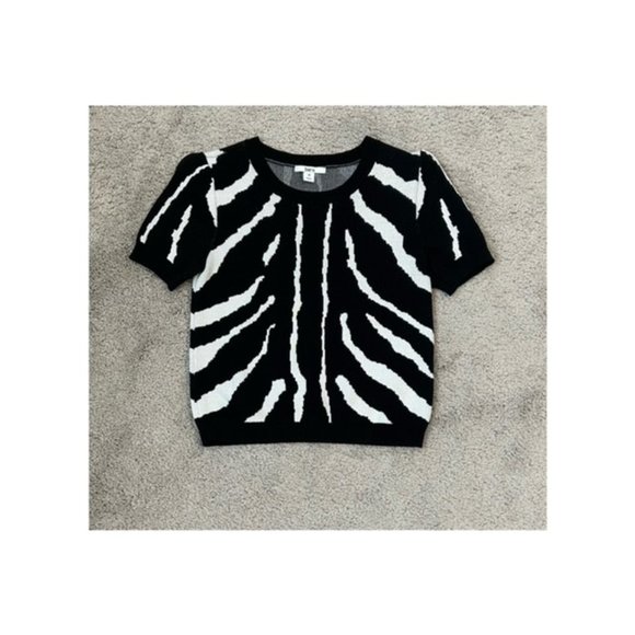 Bar III Zebra Print Sweater Top - Picture 2 of 6